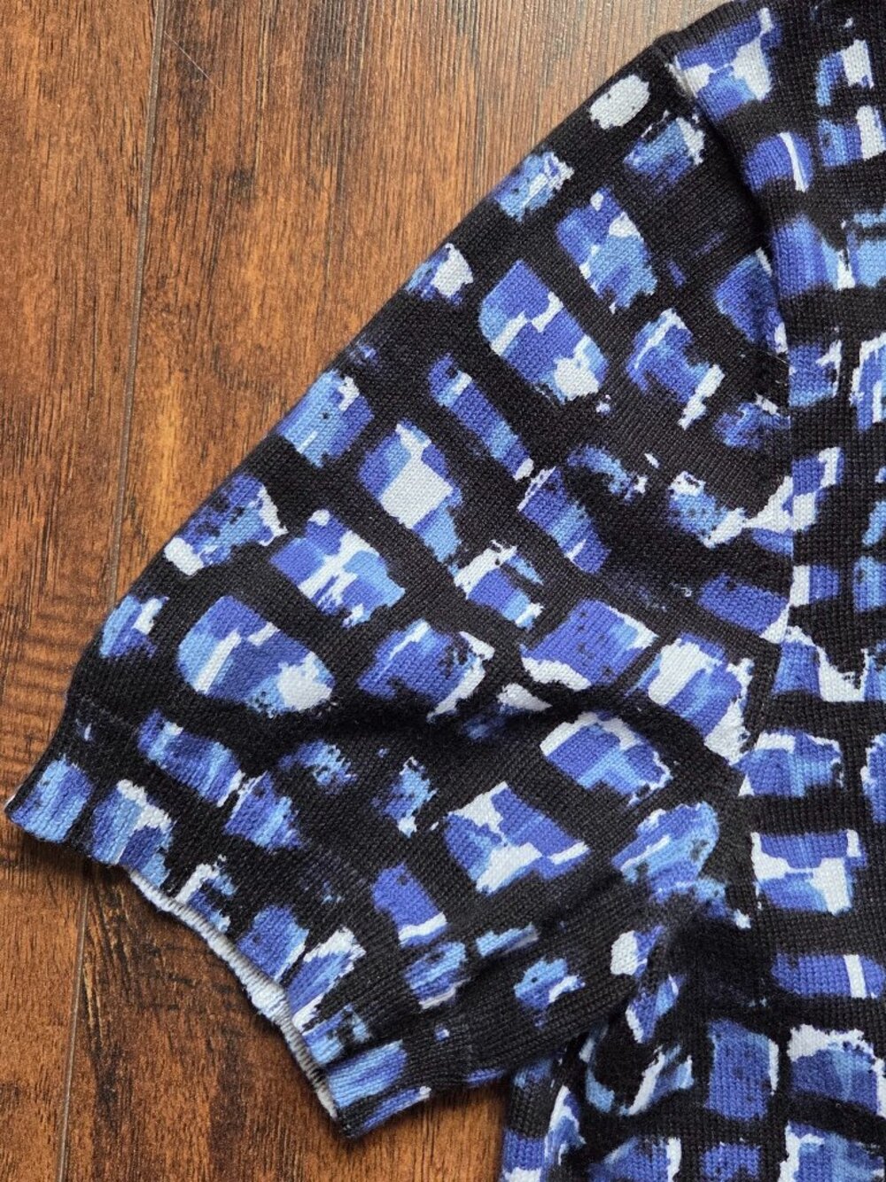 NWT Brooks Brothers Twinset Abstract Short Sleeve Cotton Knit Sweater XS Blue - Picture 11 of 13